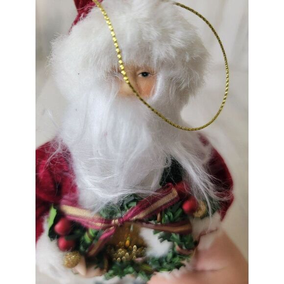 Plush Santa Claus doll ornament wreath Xmas decor - Picture 3 of 5